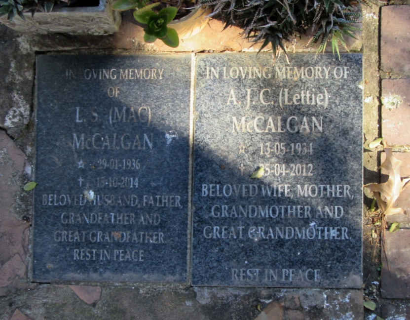 MCCALGAN L.S. 1936-2014 & A.J.C. 1934-2012