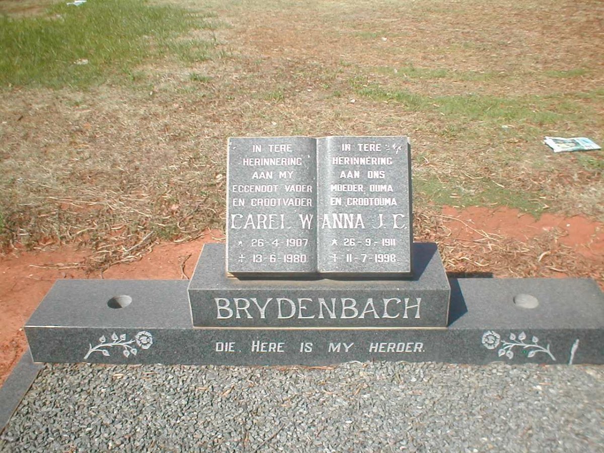 BRYDENBACH Carel W. 1907-1980 &amp; Anna J.C. 1911-1998