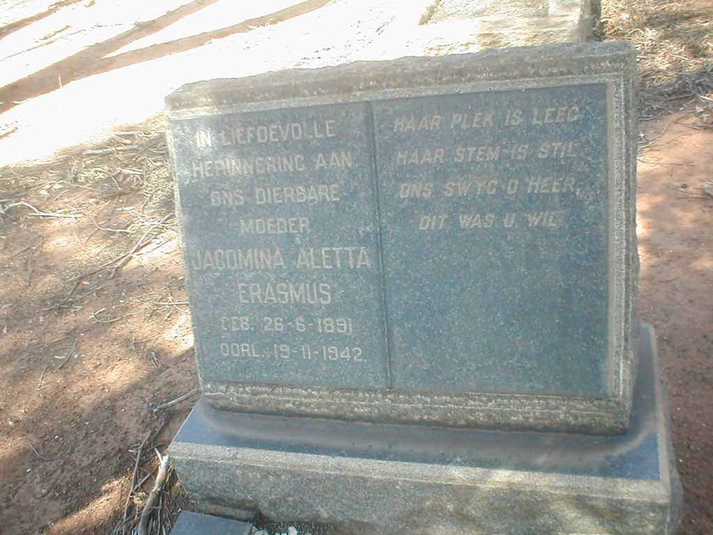 ERASMUS Jacomina Aletta 1891-1942
