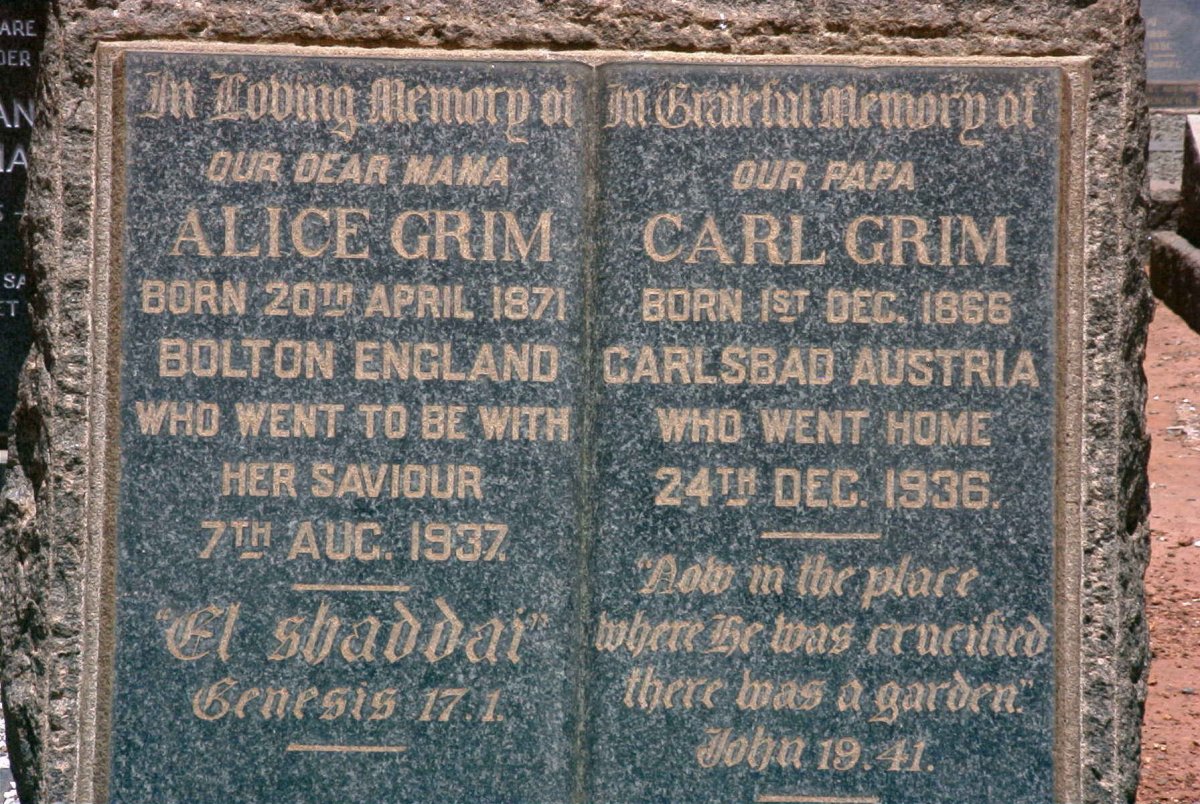 GRIM Carl 1866-1936 &amp; Alice 1871-1937