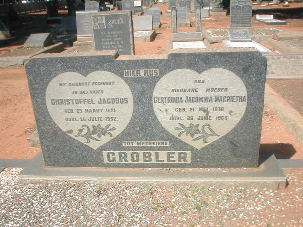 GROBLER Christoffel Jacobus 1881-1952 &amp; Gertruida Jacomina Magrietha 1878-1965