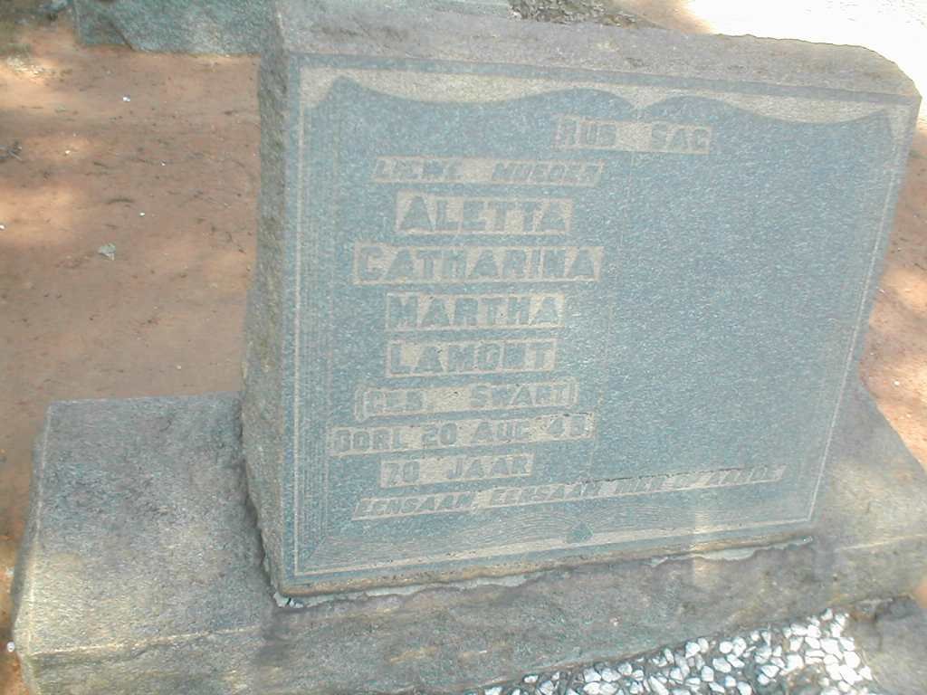 LAMONT Aletta Catharina nee SWART 1875-1945
