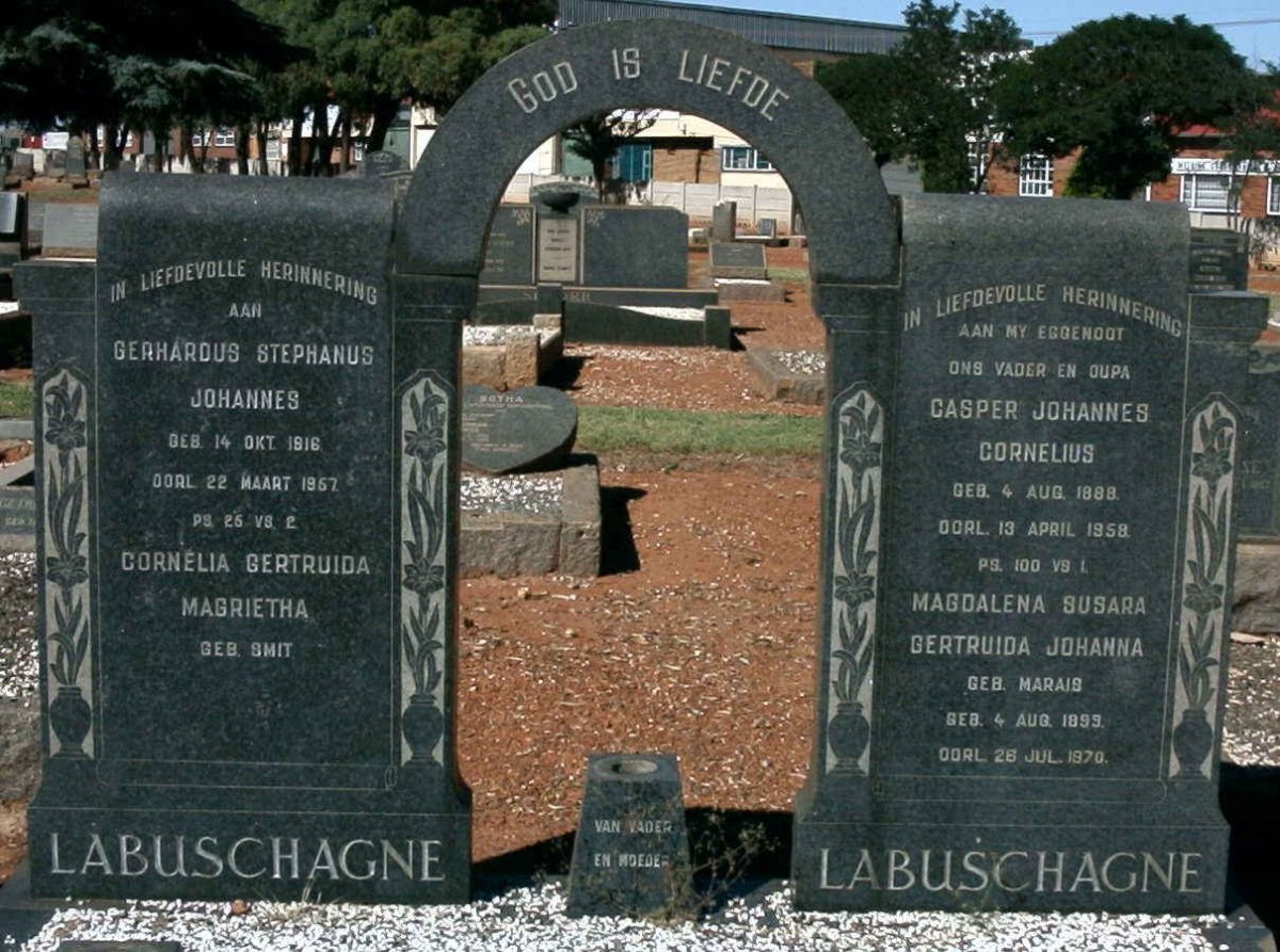 LABUSCHAGNE Gerhardus Stephanus Johannes 1916-1957 &amp; Cornelia Gertruida Magrietha SMIT