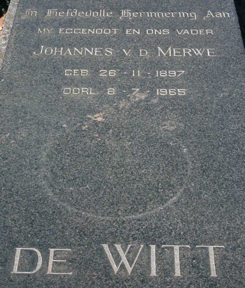 MERWE Johannes, v.d. 1897-1965
