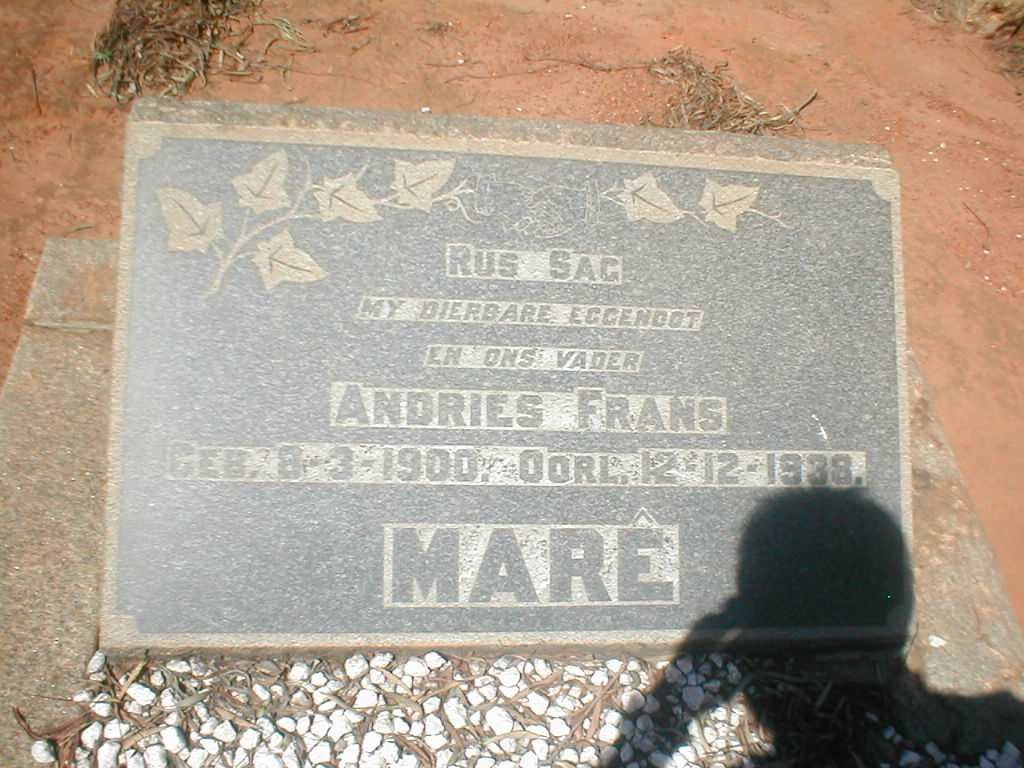 MARE Andries Frans 1900-1938