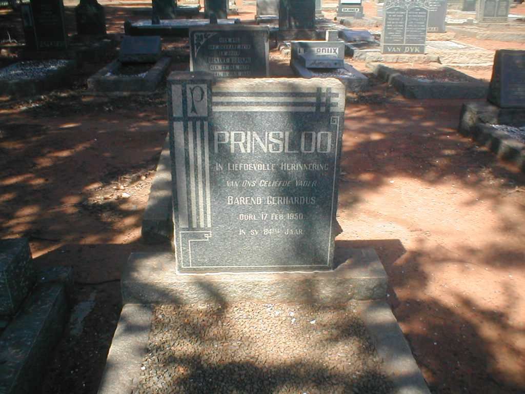 PRINSLOO Barend Gerhardus 1866-1950
