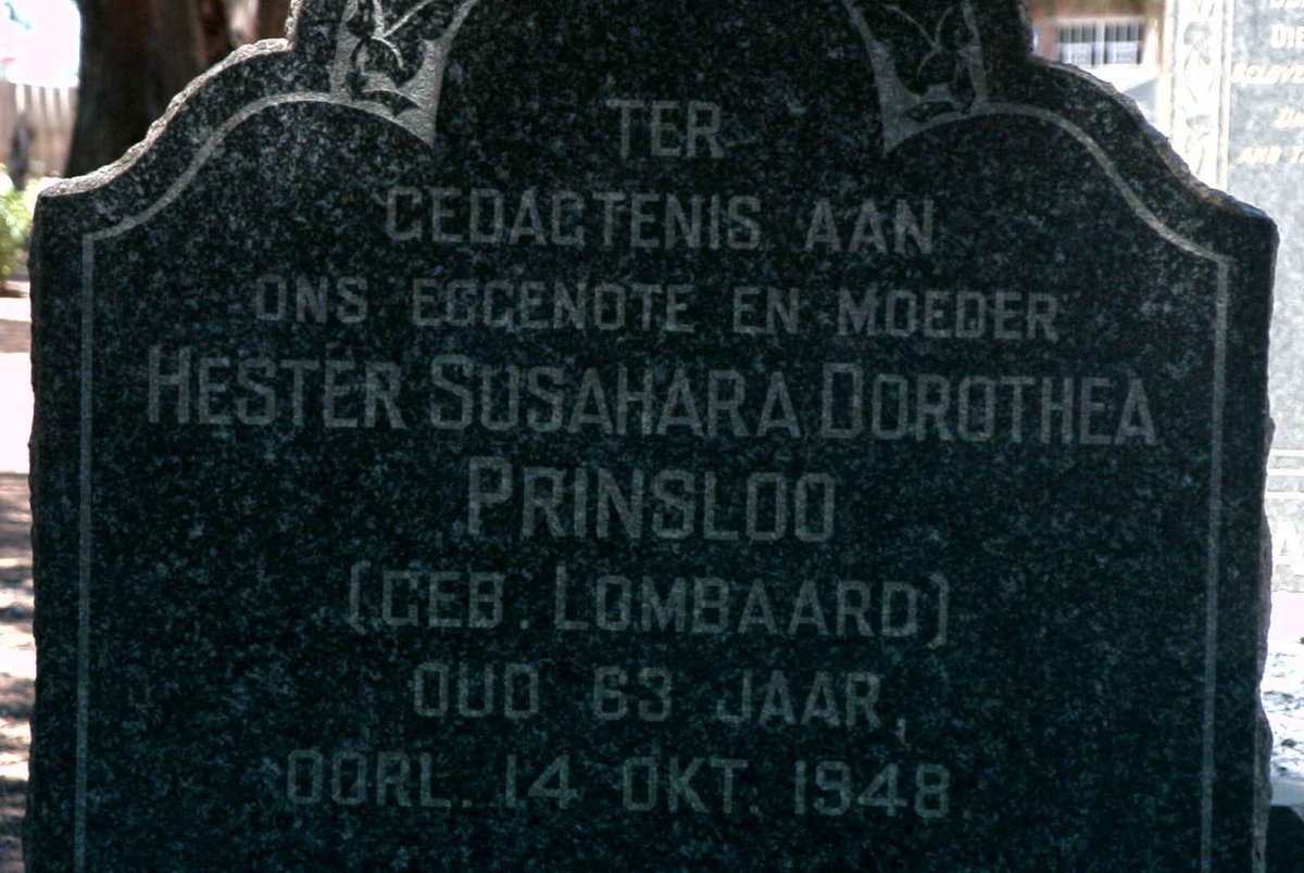 PRINSLOO Hester Susahara Dorothea nee LOMBAARD -1948