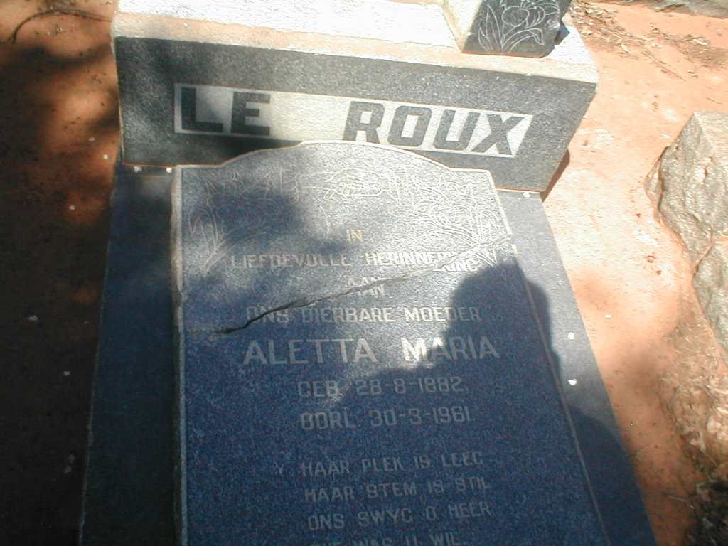 ROUX Aletta Maria, le 1882-1961