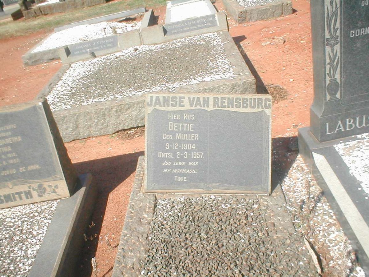 RENSBURG Bettie, Janse van nee MULLER 1904-1957