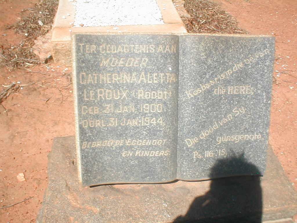 ROUX Catherina Aletta, le nee ROODT 1900-1944