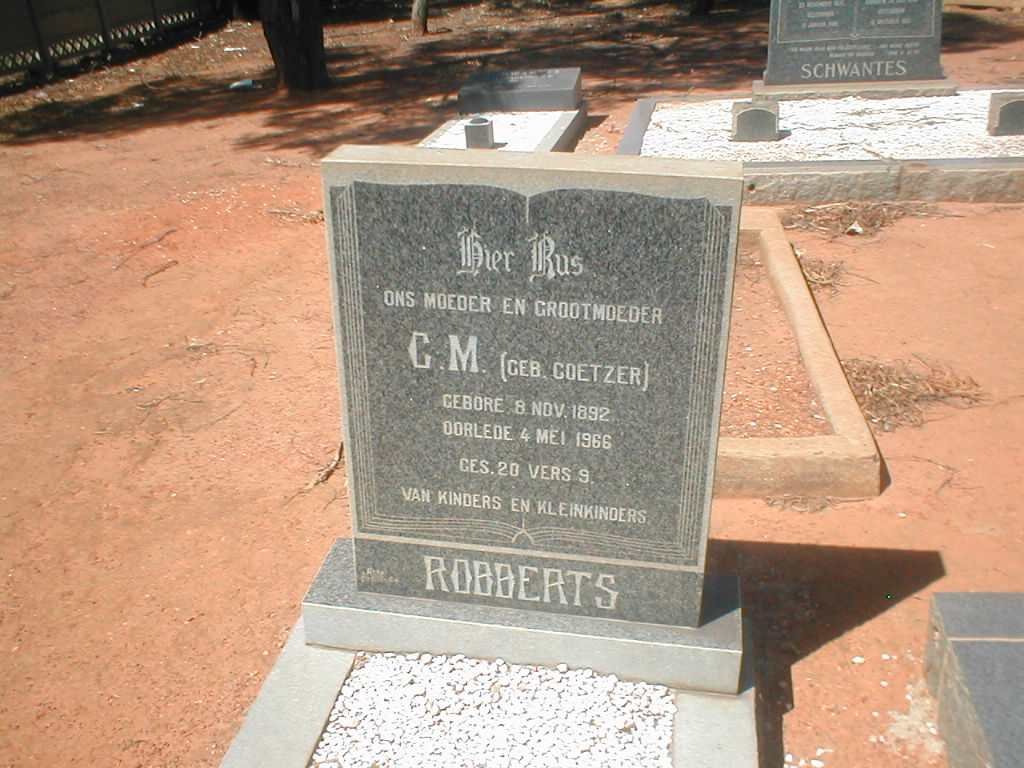 ROBBERTS G.M. geb. COETZER  1892-1966