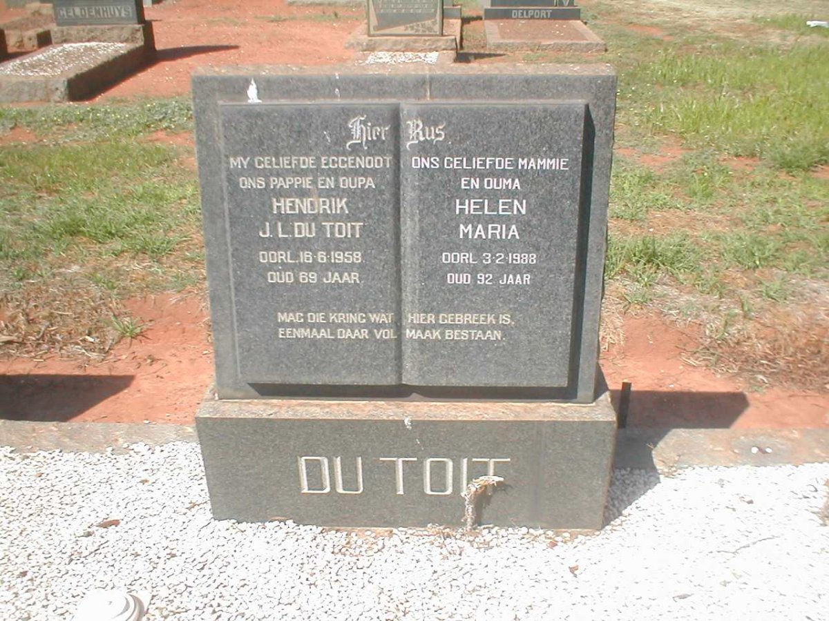 TOIT Hendrik J.L., du 1889-1958 &amp; Helen Maria 1896-1988