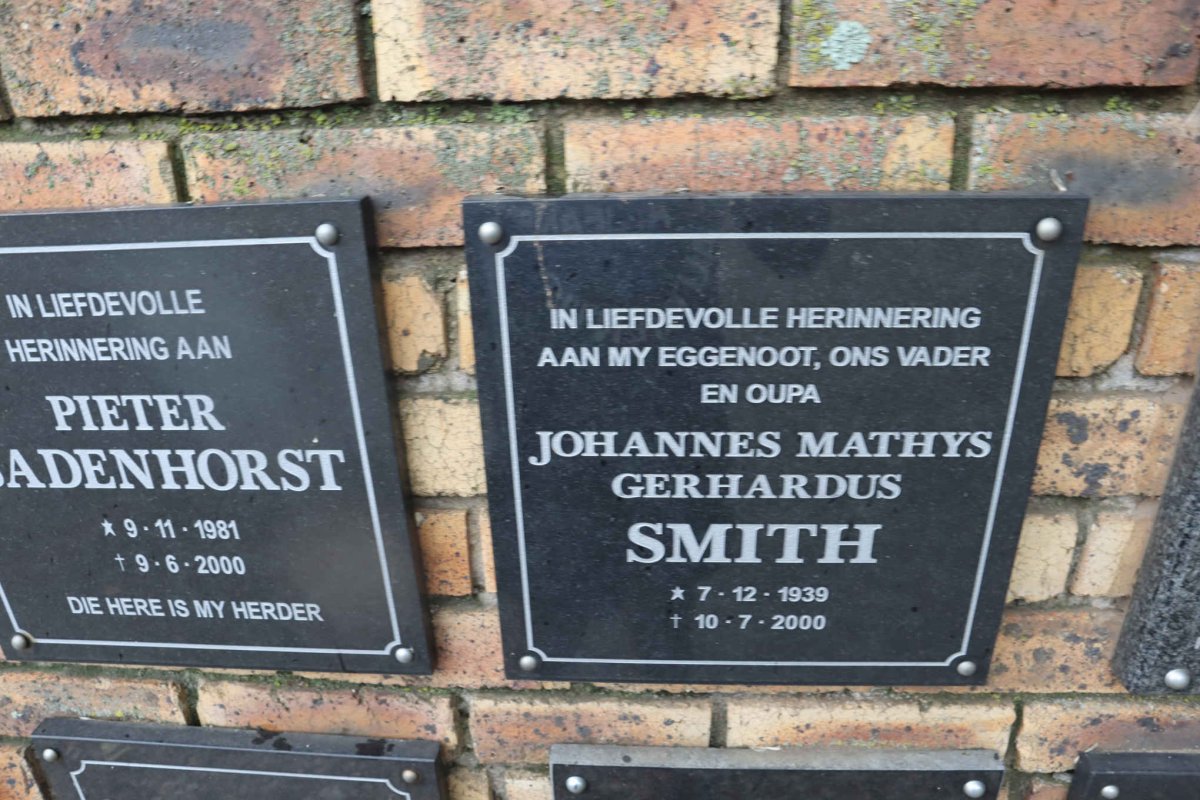 SMITH Johannes Mathys Gerhardus 1939-2000