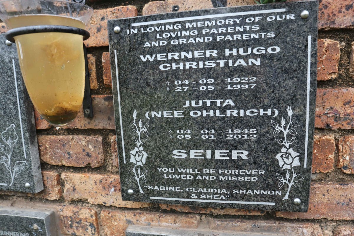 SEIER Werner Hugo Christian 1922-1997 &amp; Jutta OHLRICH 1945-2012