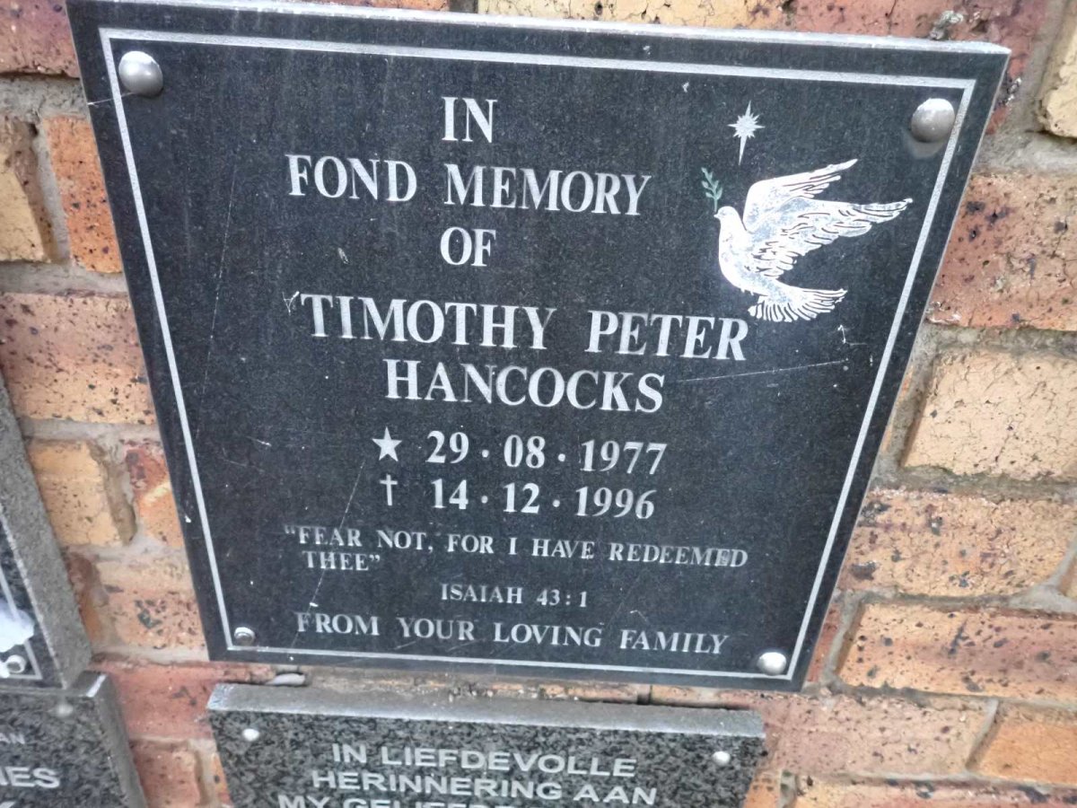 HANCOCKS Timothy Peter 1977-1996