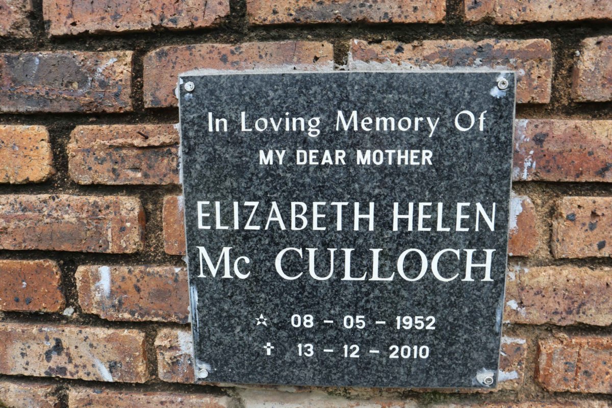 McCULLOCH Elizabeth Helen 1952-2010