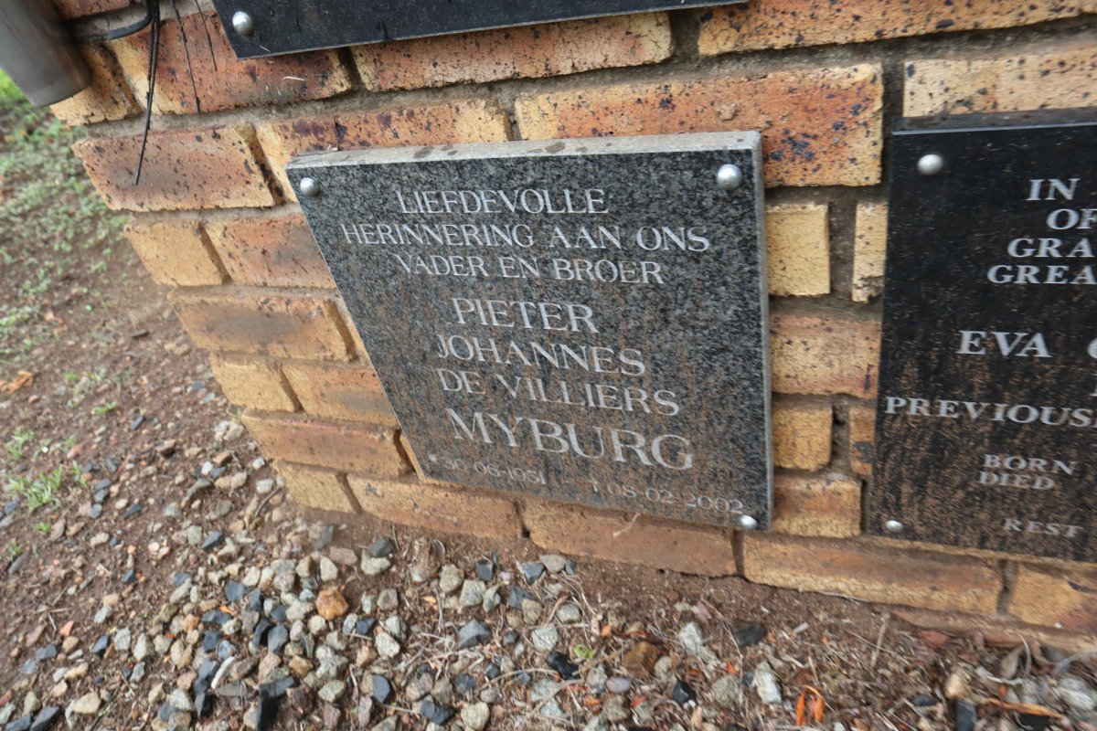 MYBURG Pieter Johannes De Villiers 1951-2002