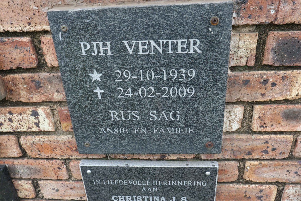 VENTER P.J.H. 1939-2009