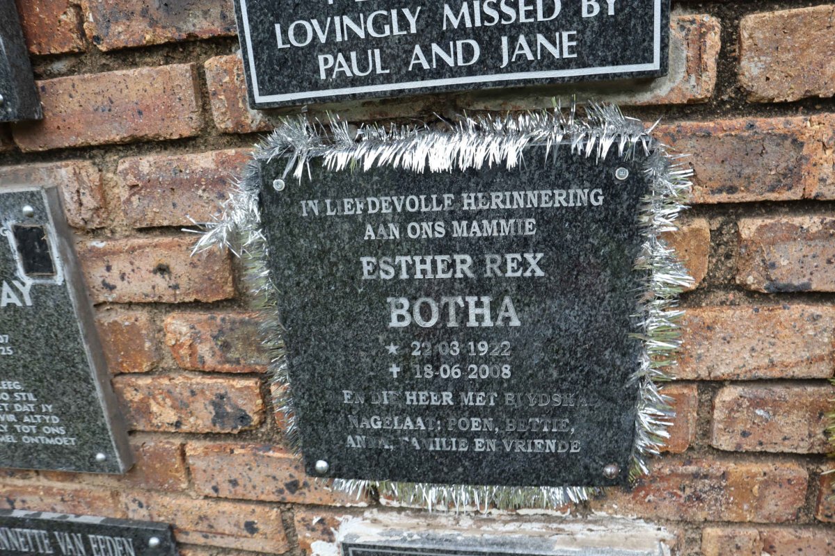 BOTHA Esther Rex 1922-2008