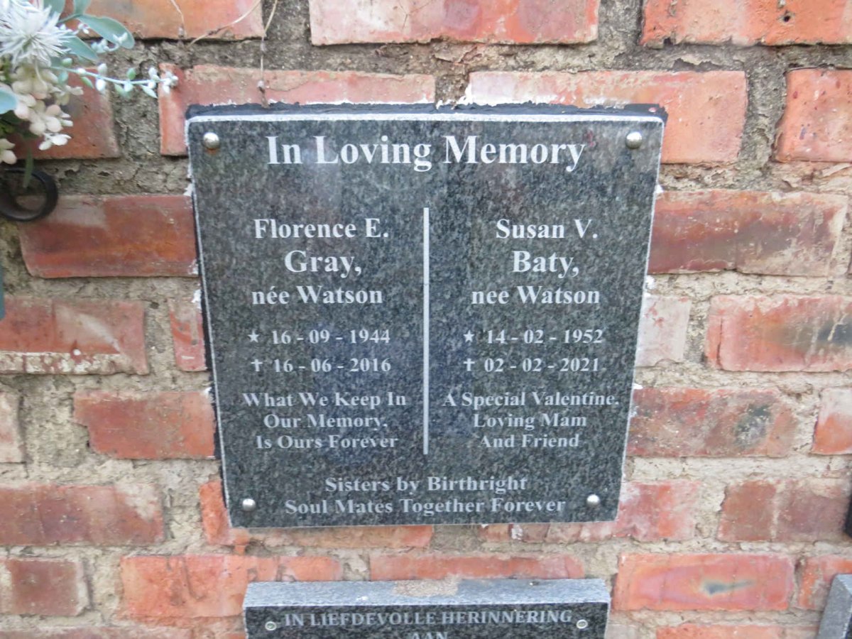 GRAY Florence E. nee WATSON 1944-2016 :: BATY Susan V. nee WATSON 1952-2021