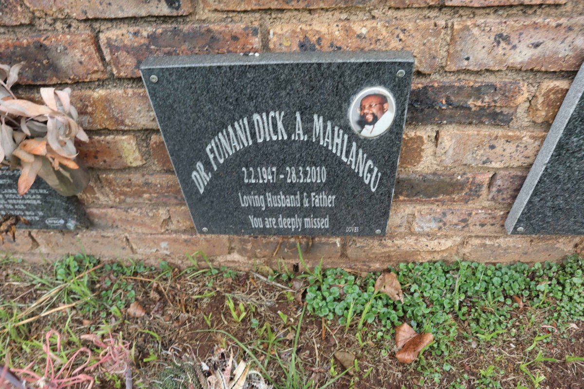 MAHLANGU Funani Dick. A. 1947-2010