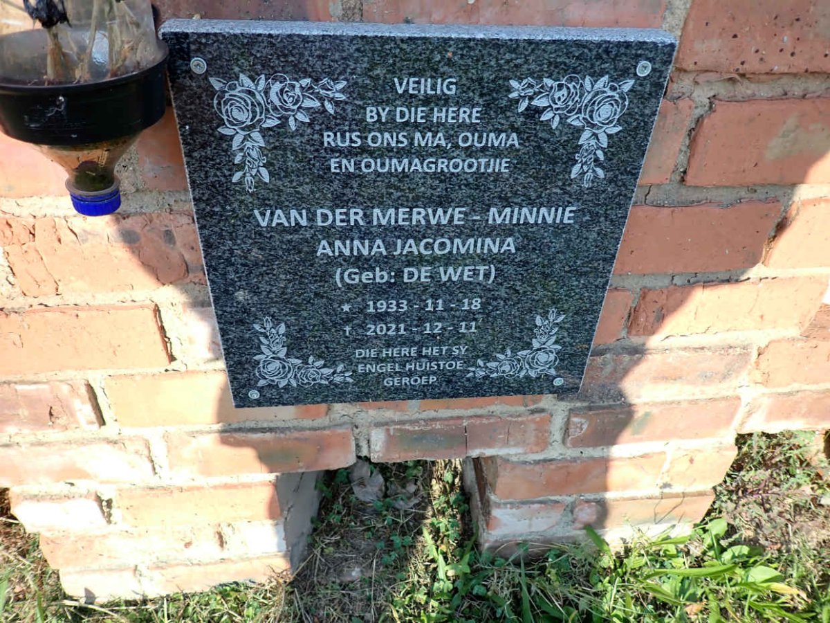 MERWE Minnie Anna Jacomina, van der nee DE WET 1933-2021