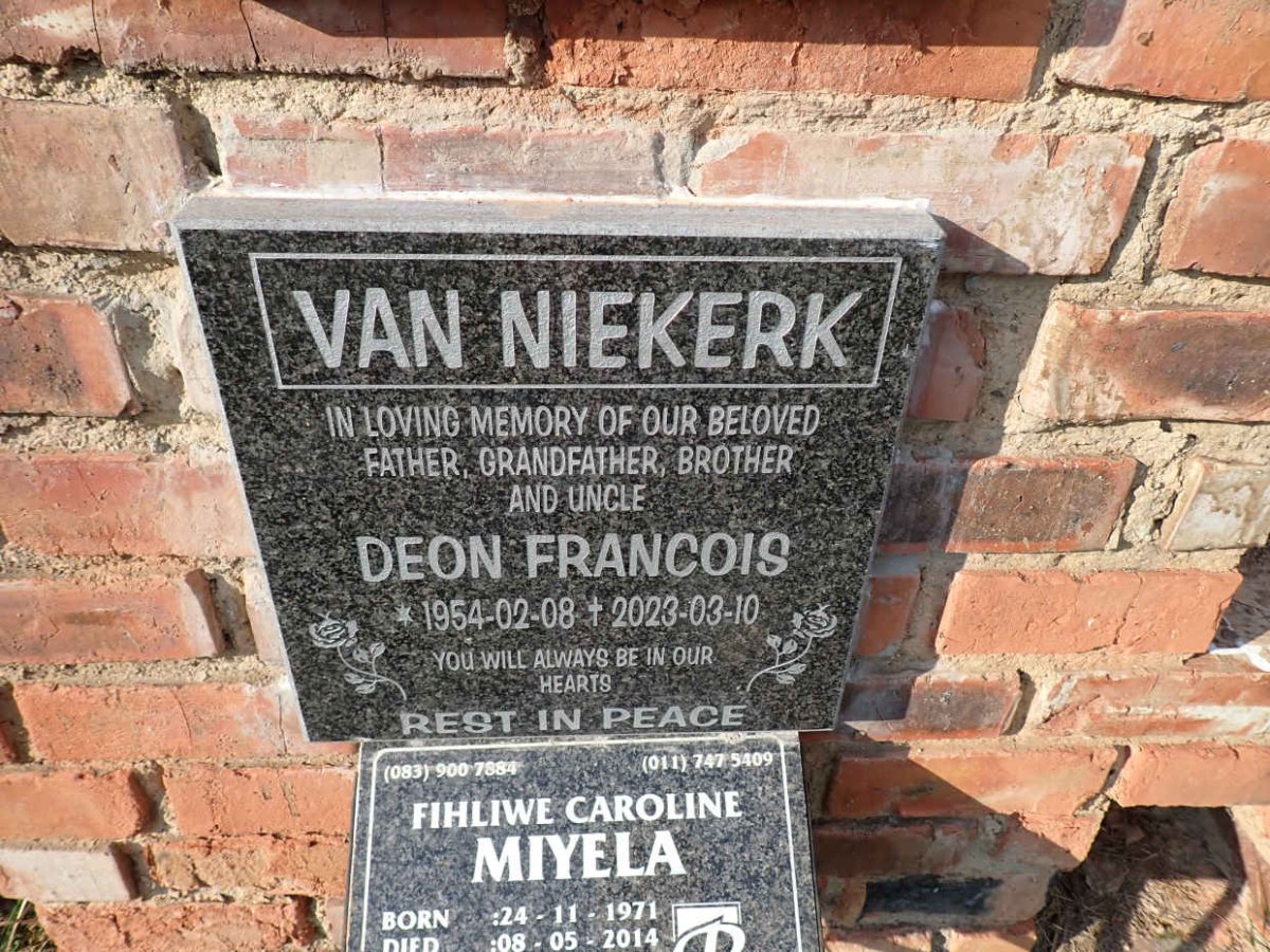 NIEKERK Deon Francois, van 1954-2023