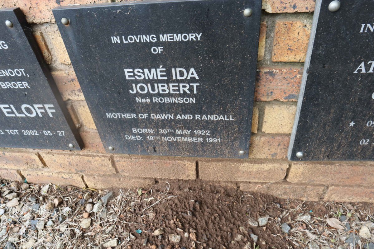 JOUBERT Esme Ida nee ROBINSON 1922-1991