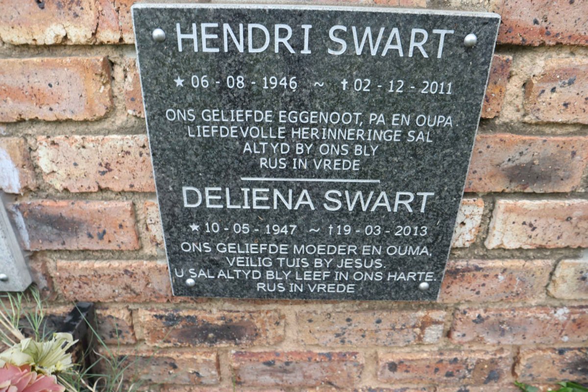 SWART Hendri 1946-2011 &amp; Deliena 1947-2013