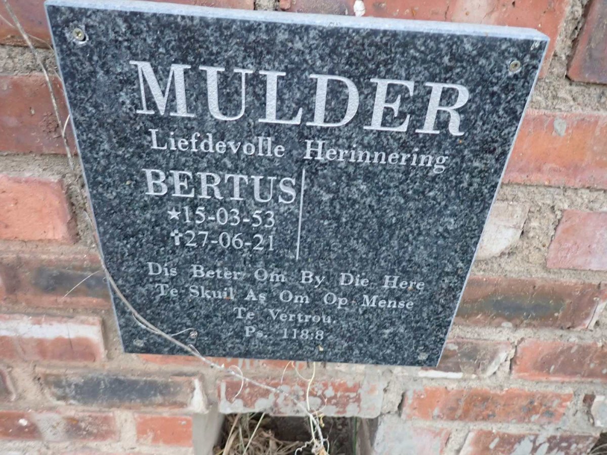 MULDER Bertus 1953-2021