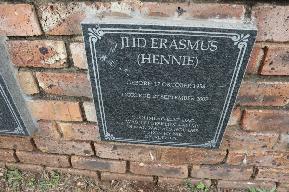 ERASMUS J.H.D. 1958-2007