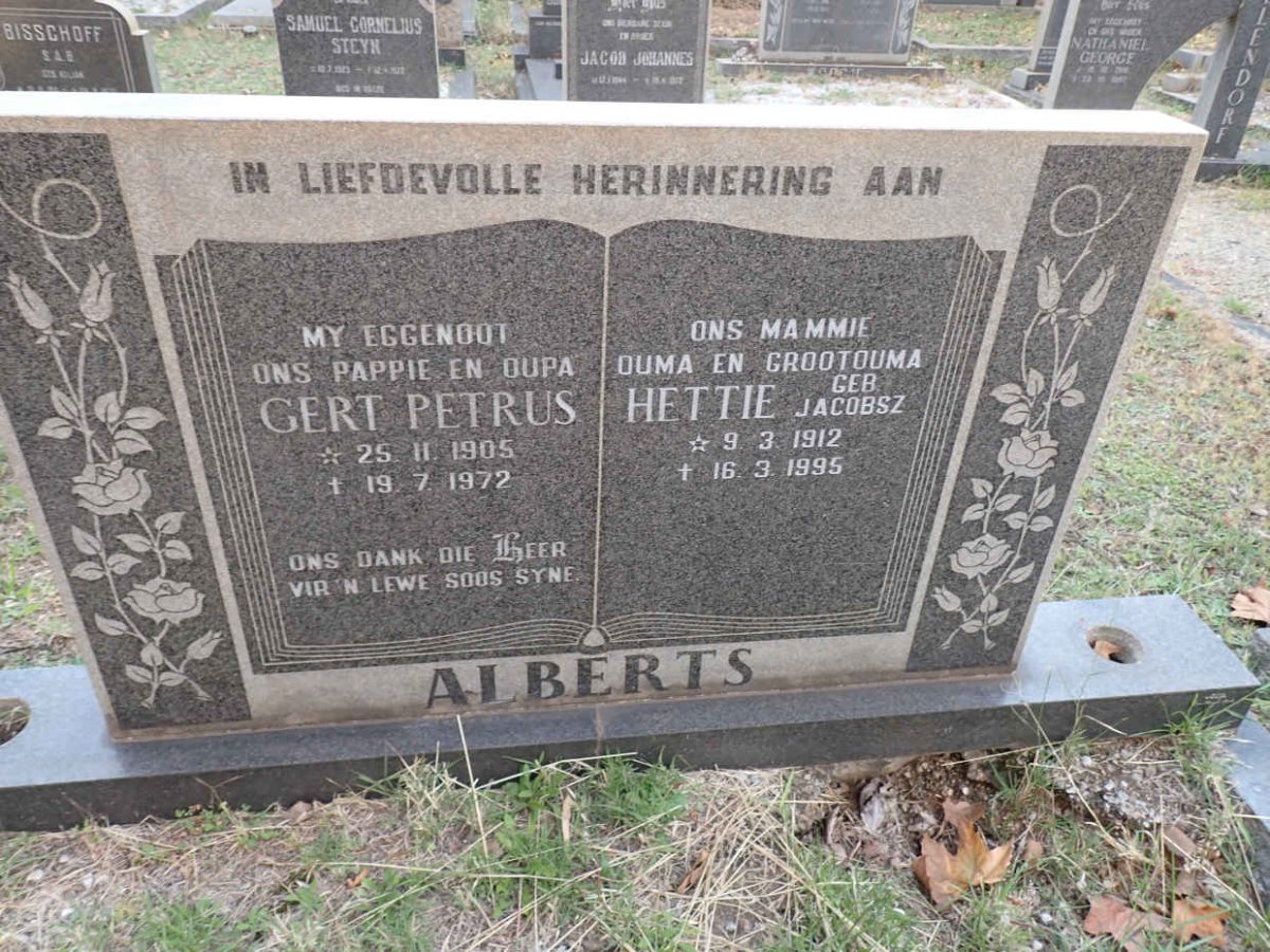 ALBERTS Gert Petrus 1905-1972 &amp; Hettie JACOBSZ 1912-1995