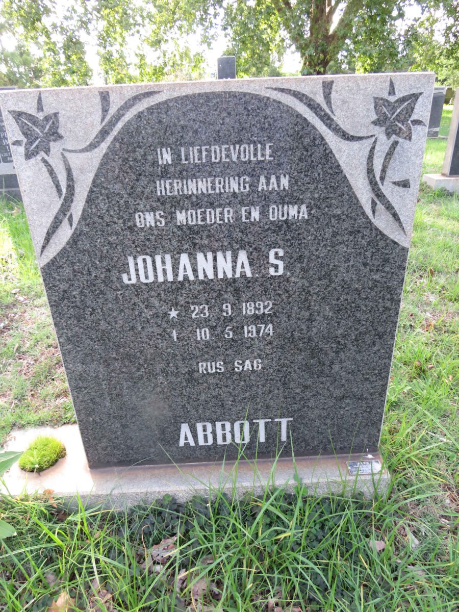 ABBOTT Johanna S. 1892-1974