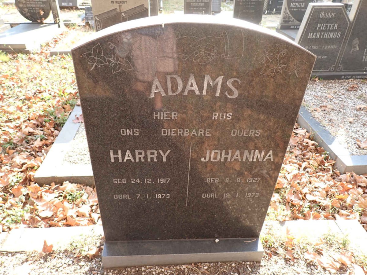 ADAMS Harry 1917-1973 &amp; Johanna 1927-1973