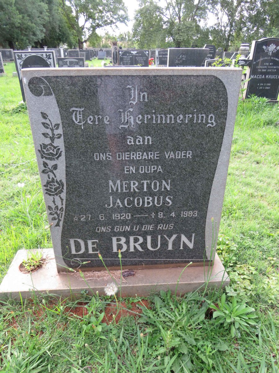 BRUYN Merton Jacobus, de 1920-1983