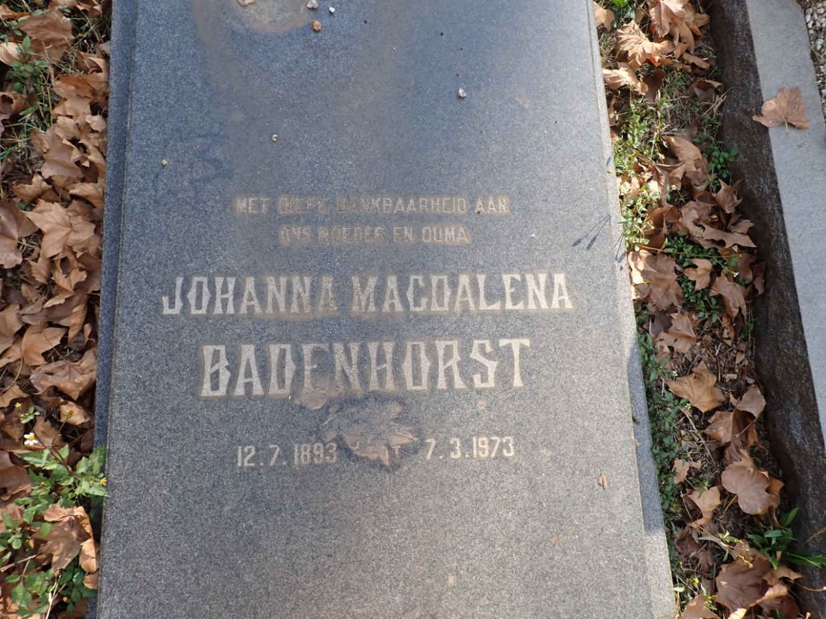 BADENHORST Johanna Magdalena 1893-1973