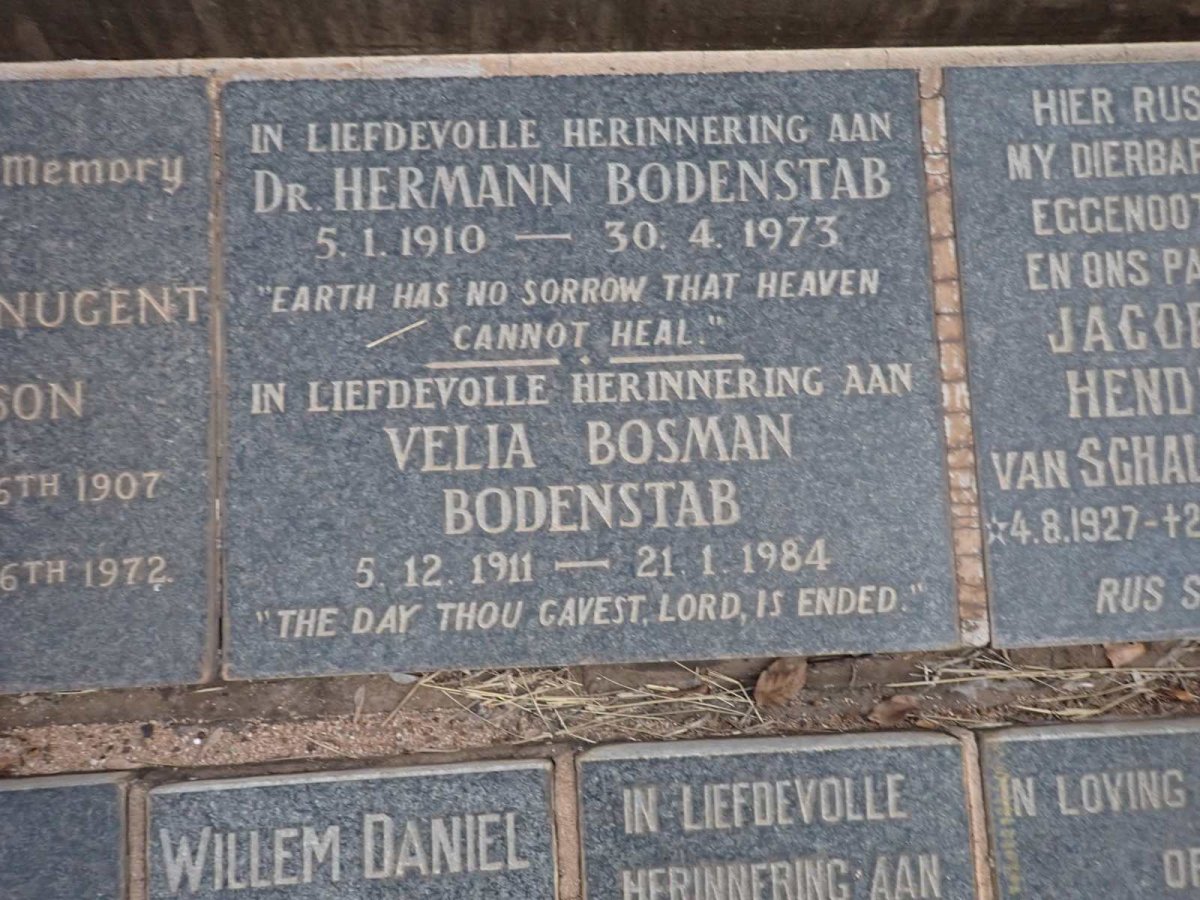 BODENSTAB Hermann 1910-1973 &amp; Velia Bosman 1911-1984
