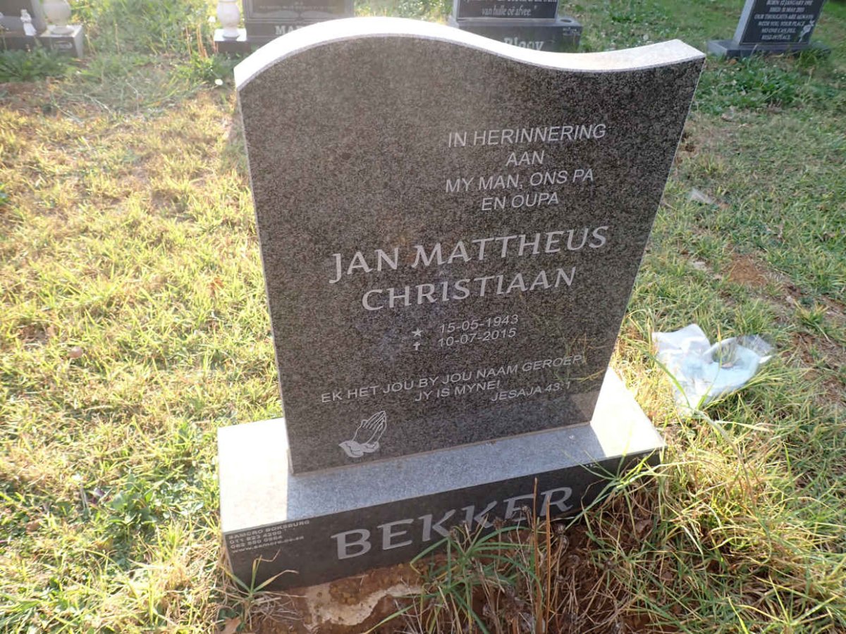 BEKKER Jan Mattheus Christiaan 1943-2015