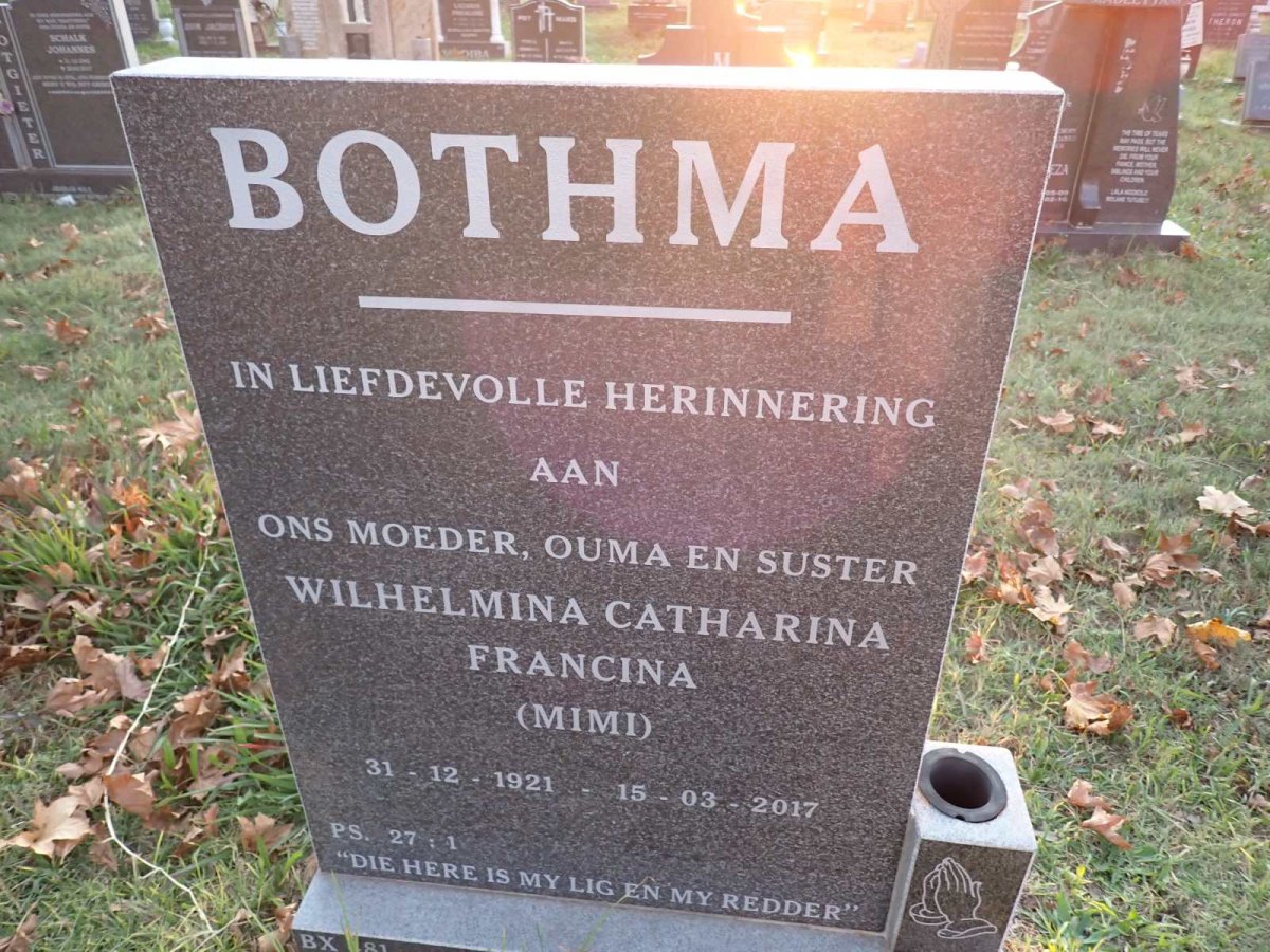 BOTHMA Wilhelmina Catharina Francina 1921-2017
