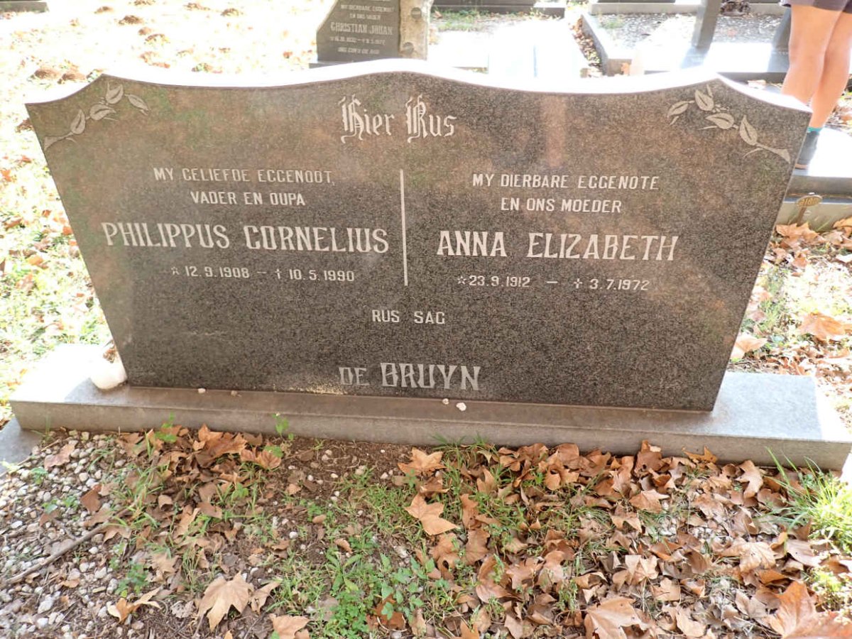BRUYN Philippus Cornelius, de 1908-1990 &amp; Anna Elizabeth 1912-1972