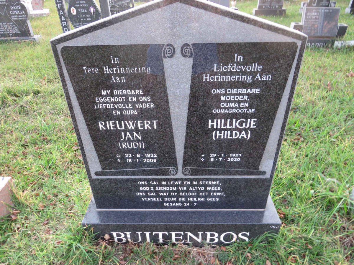BUITENBOS Rieuwert Jan 1922-2006 &amp; Hilligje 1921-2020