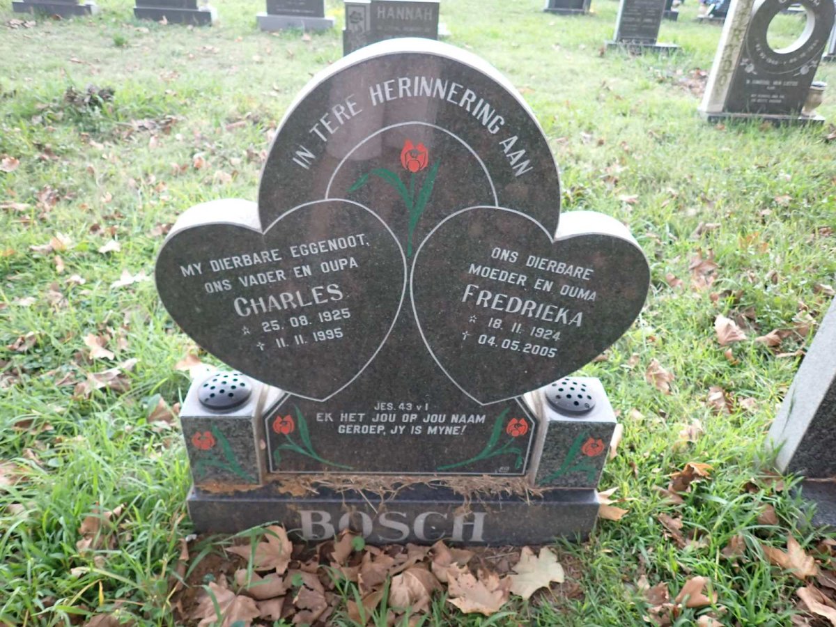 BOSCH Charles 1925-1995 &amp; Fredrieka 1924-2005