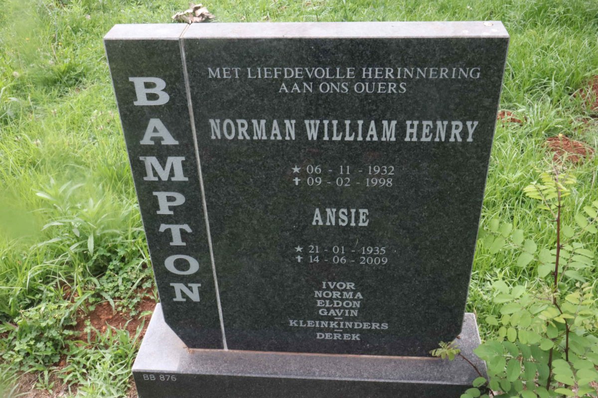 BAMPTON Norman William Henry 1932-1998 &amp; Ansie 1935-2009