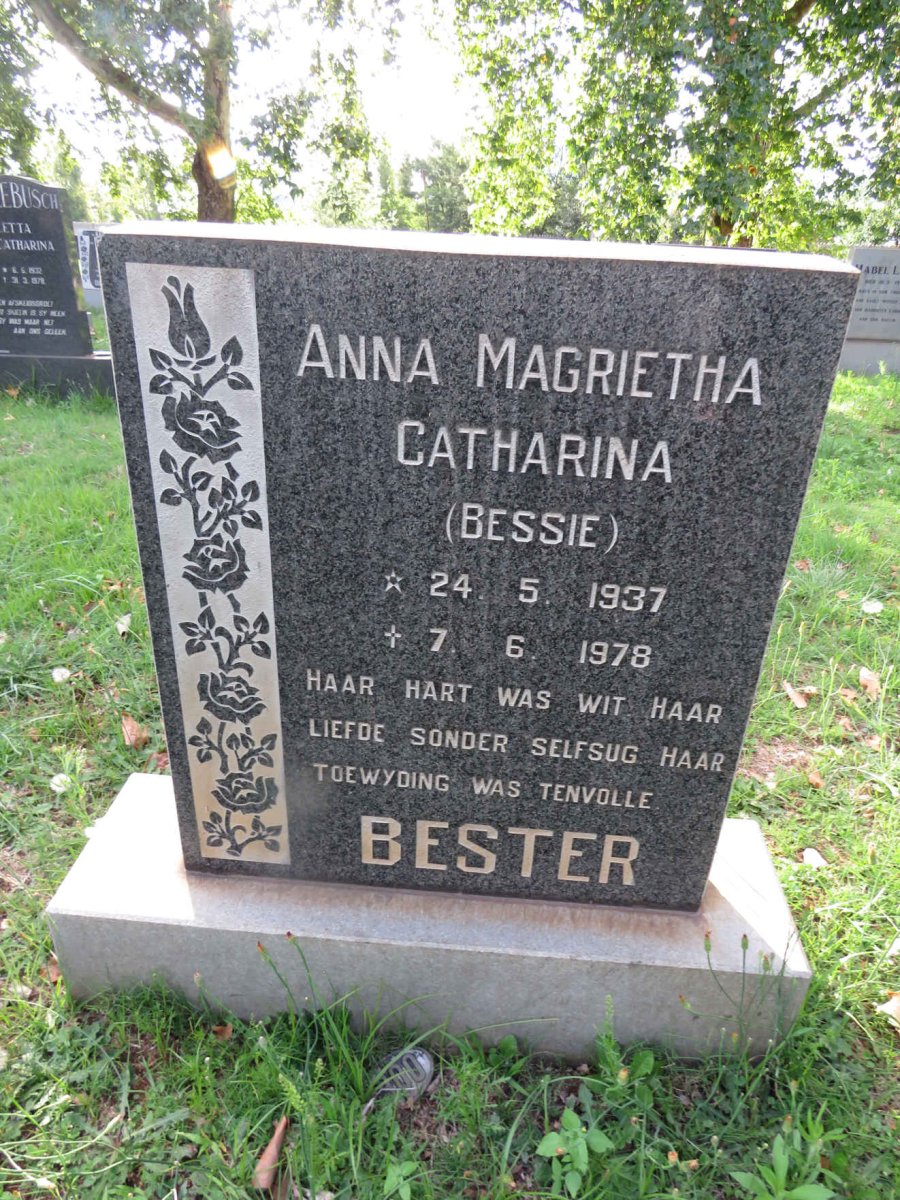 BESTER Anna Magrietha Catharina 1937-1978