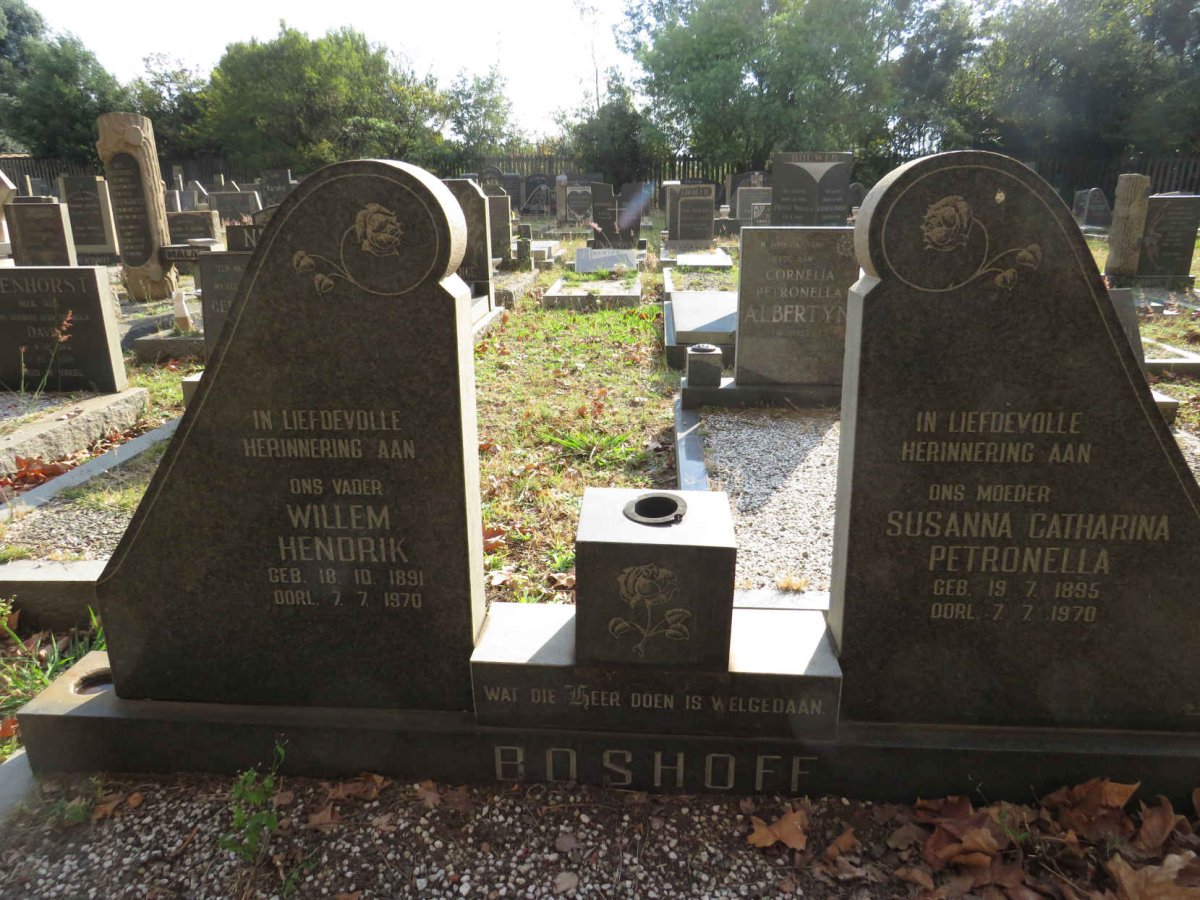 BOSHOFF Willem Hendrik 1891-1970 &amp; Susanna Catharina Petronella 1895-1970