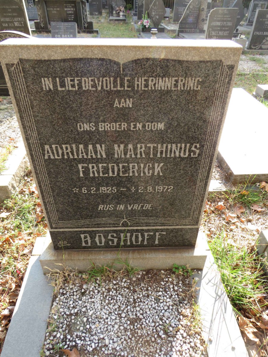 BOSHOFF Adriaan Marthinus Frederick 1925-1972