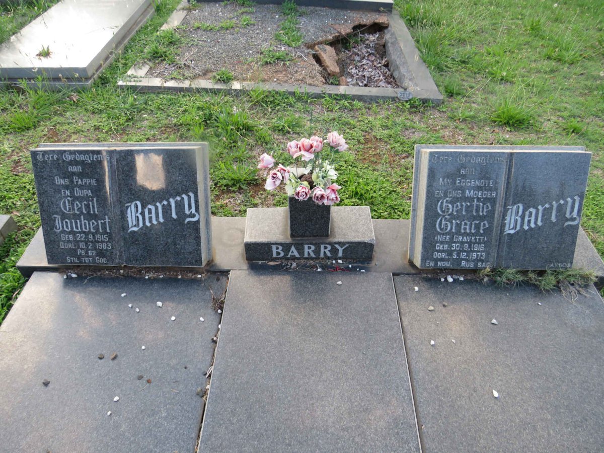 BARRY Cecil Joubert 1915-1983 &amp; Gertie Grace GRAVETT 1916-1973
