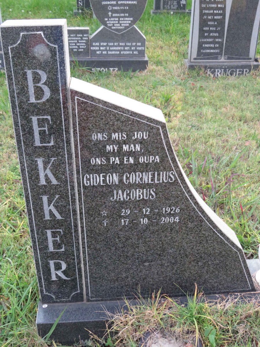 BEKKER Gideon Cornelius Jacobus 1926-2004