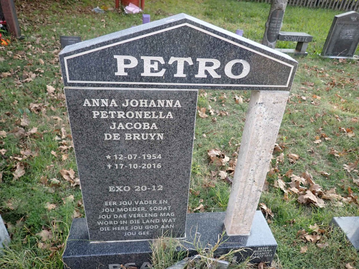 BRUYN Anna Johanna Petronella Jacoba, de 1954-2016