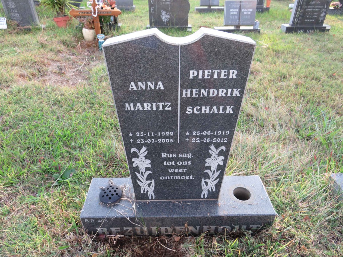 BEZUIDENHOUT Pieter Hendrik Schalk 1919-2012 &amp; Anna Maritz 1922-2005